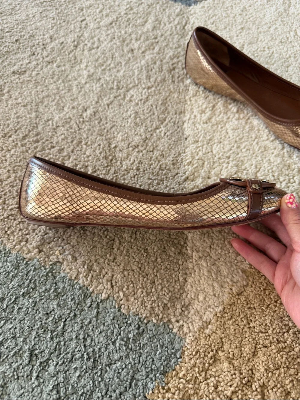 Tory Burch Aaden Ballet Mirror Snake Print Flats